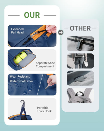 sportsnew Waterproof Pickleball Bag Men Women W/Shoe Compartment Fence Hook