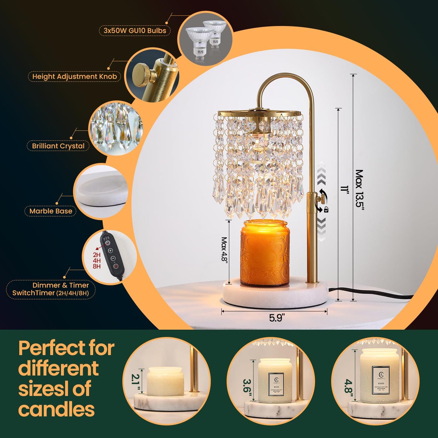 Candle Warmer Lamp with Timer & Dimmer