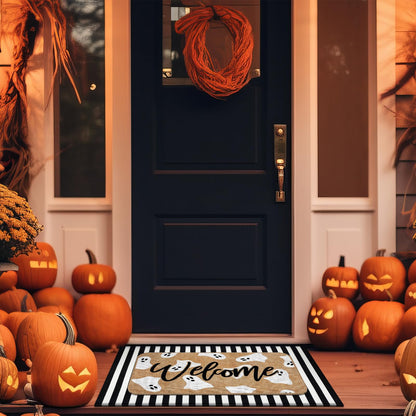Tinideya 2 Pcs Halloween Door Mats Outdoor Layered Ghost Front Door Mat