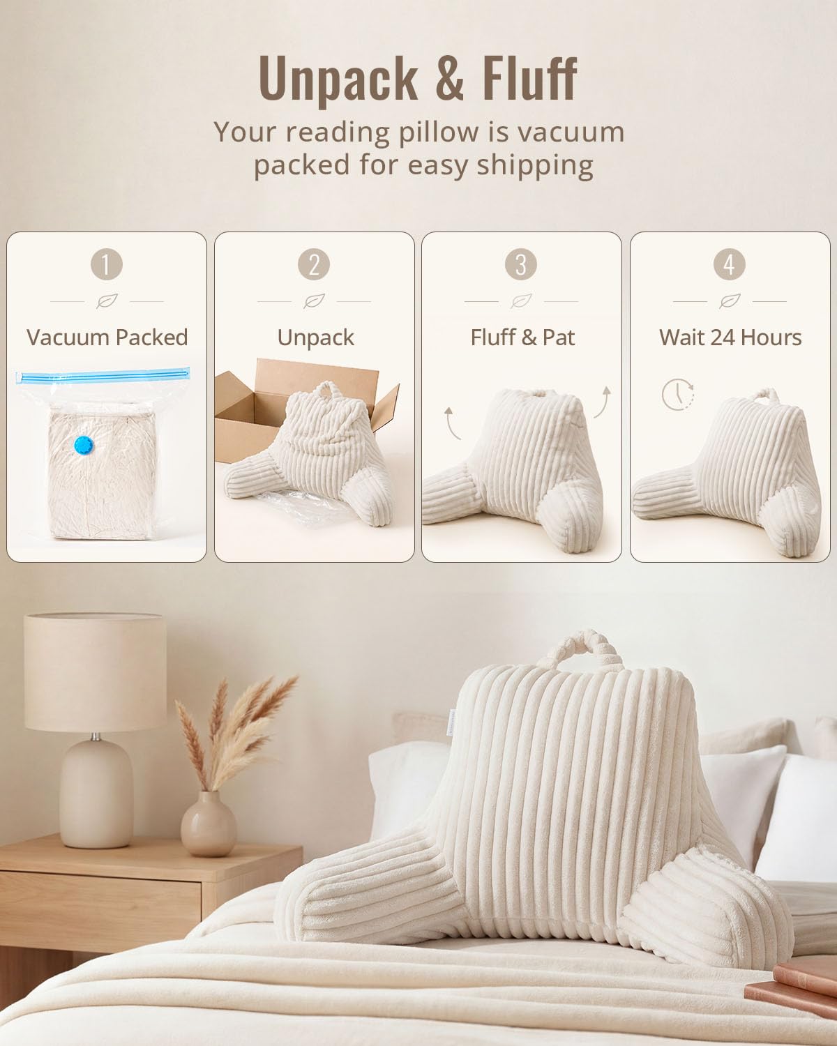 Blissful Diary Reading Pillow, Backrest Pillow with Shredded Memory Foam