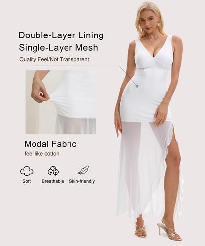 Summer V Neck Mesh Bodycon Maxi