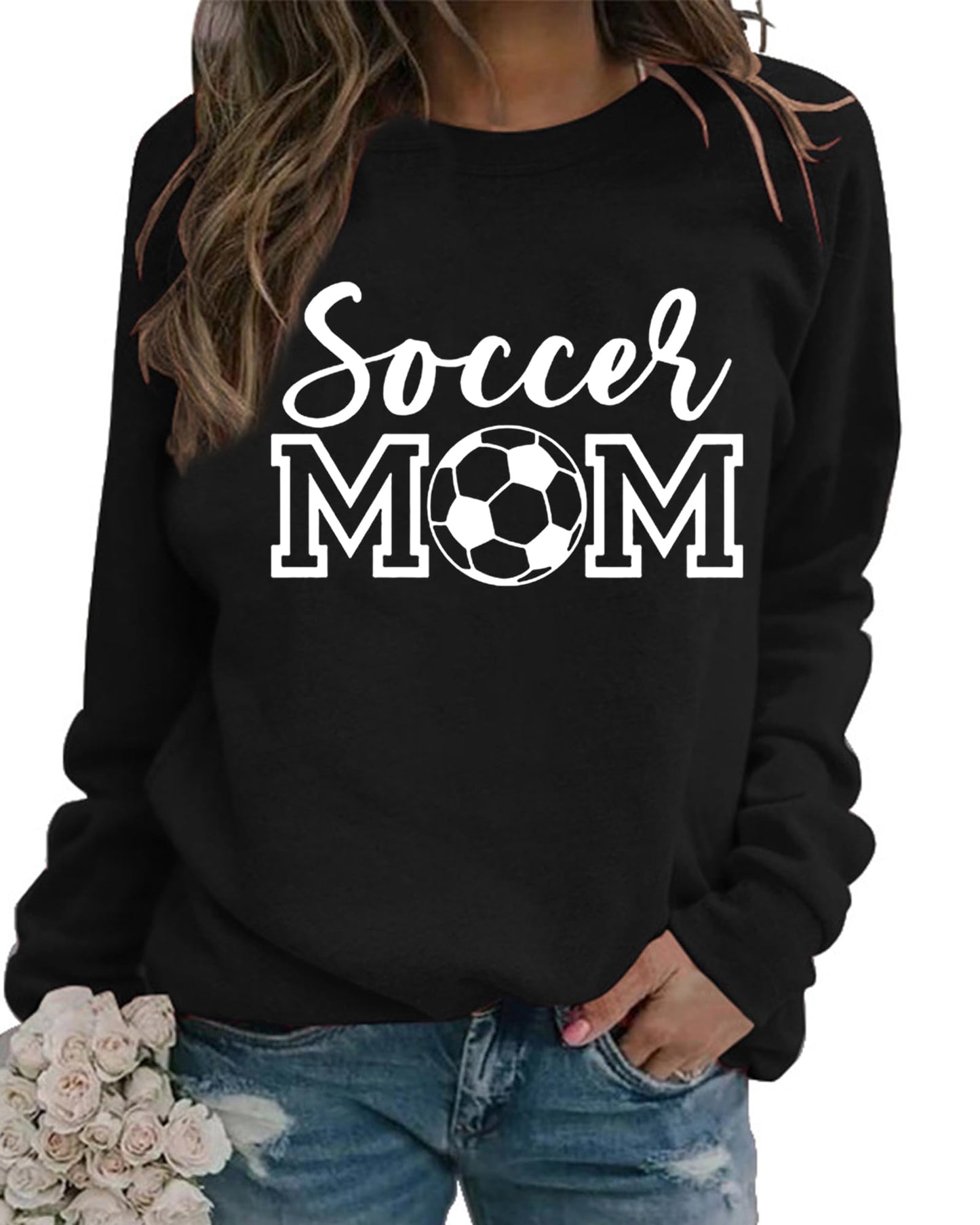 Womens Soccer Mom Sweatshirt Soccer Graphic Shirts Football Outfits