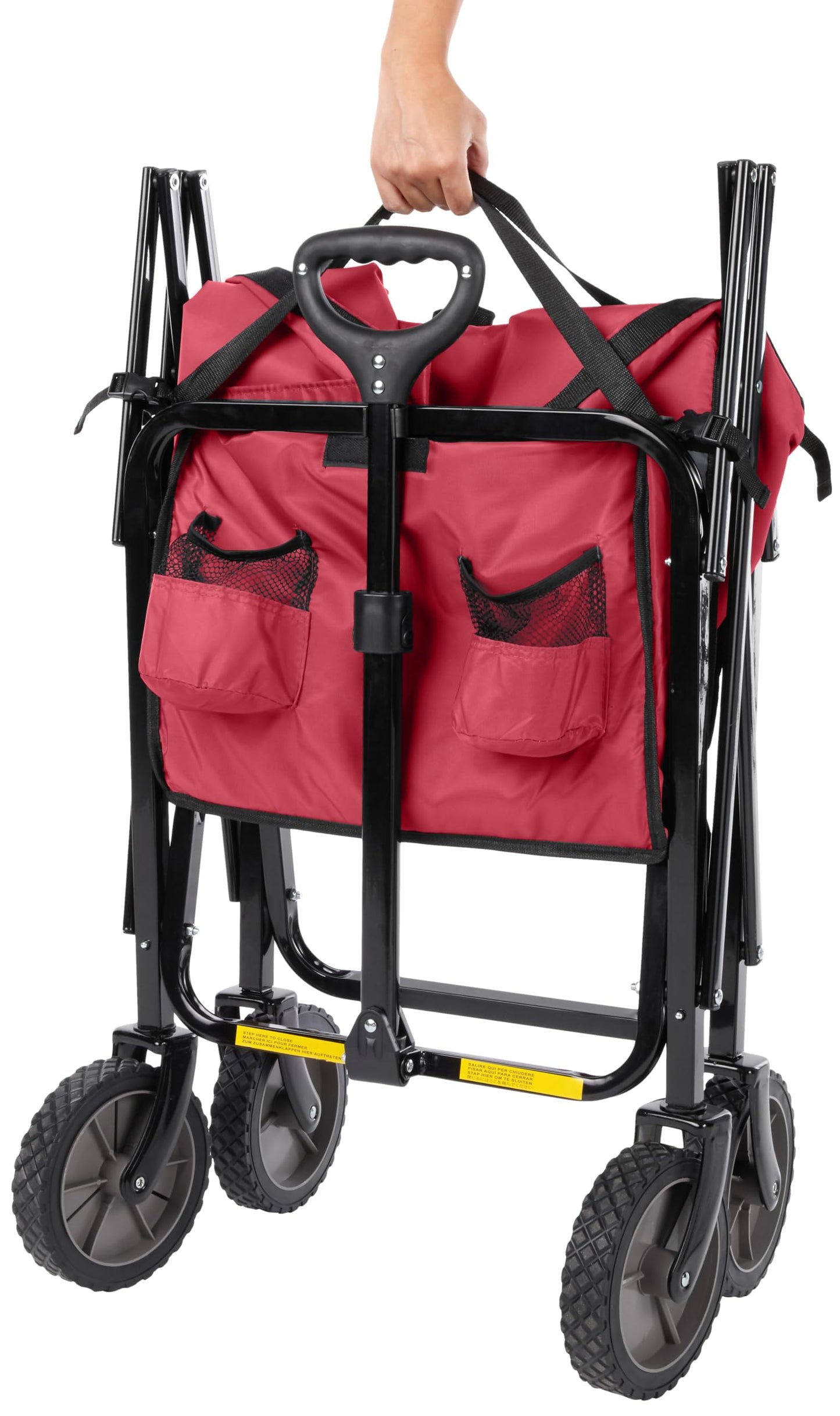 Amazon Basics Collapsible Heavy Duty Utility Wagon for Outdoor Sports, Camping, Garden, and Shopping, 265 Pounds Capacity, 27.6 x 40.9 x 20 inches, Black