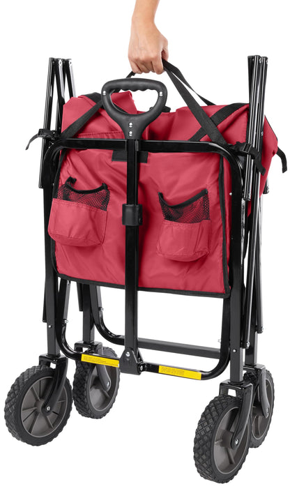 Amazon Basics Collapsible Heavy Duty Utility Wagon for Outdoor Sports, Camping, Garden, and Shopping, 265 Pounds Capacity, 27.6 x 40.9 x 20 inches, Black