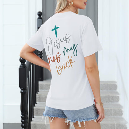 Tuislay Christian Shirts for Women Jesus Has My Back