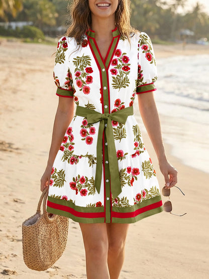 Wenrine Womens Summer Floral Mini Dress