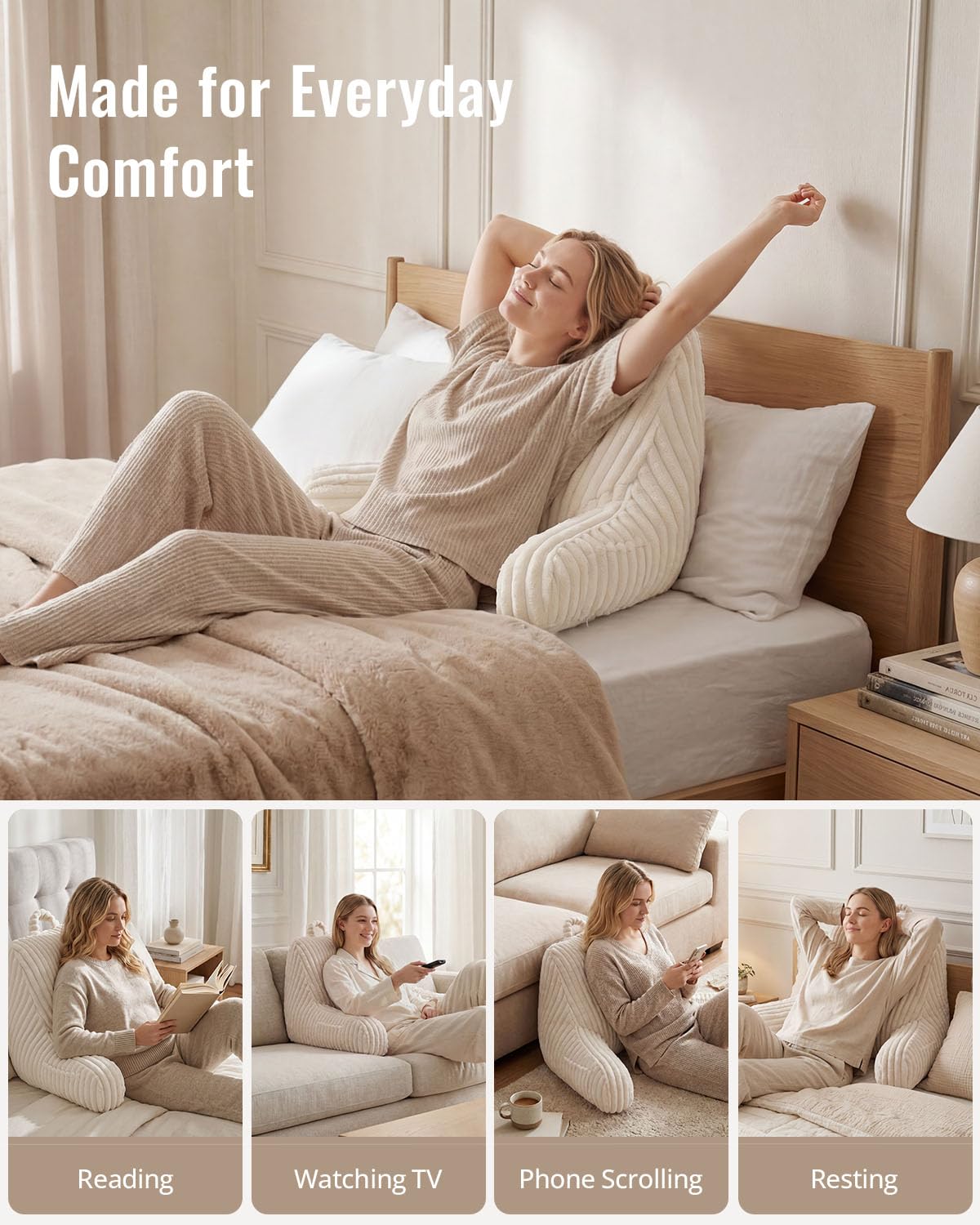 Blissful Diary Reading Pillow, Backrest Pillow with Shredded Memory Foam