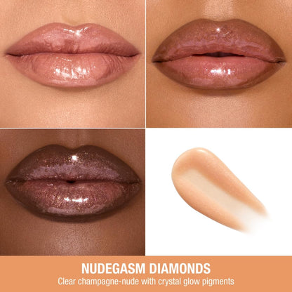 Charlotte Tilbury Big Lip Plumpgasm Lip Gloss - Gift Set Essential - Hydrating Plumper with Hyaluronic Acid & Heat + Ice Technology - Perfect for Pairing with Makeup Favorites