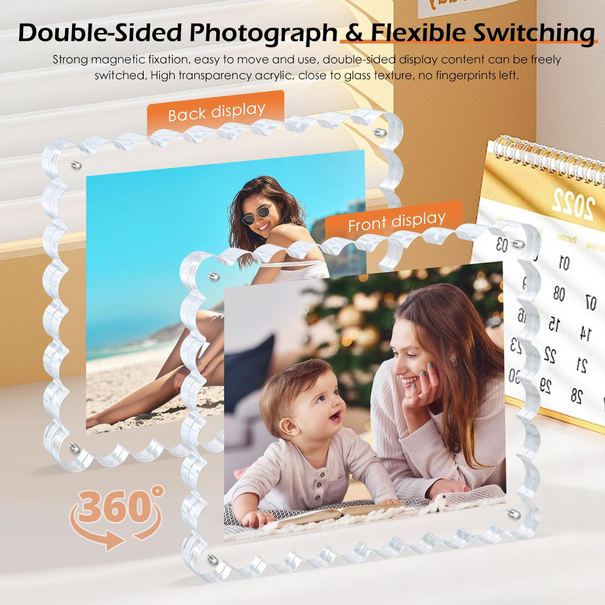 Chivalral 3 Pack 4x6 Acrylic Picture Frame, Double-Sided Tabletop Display