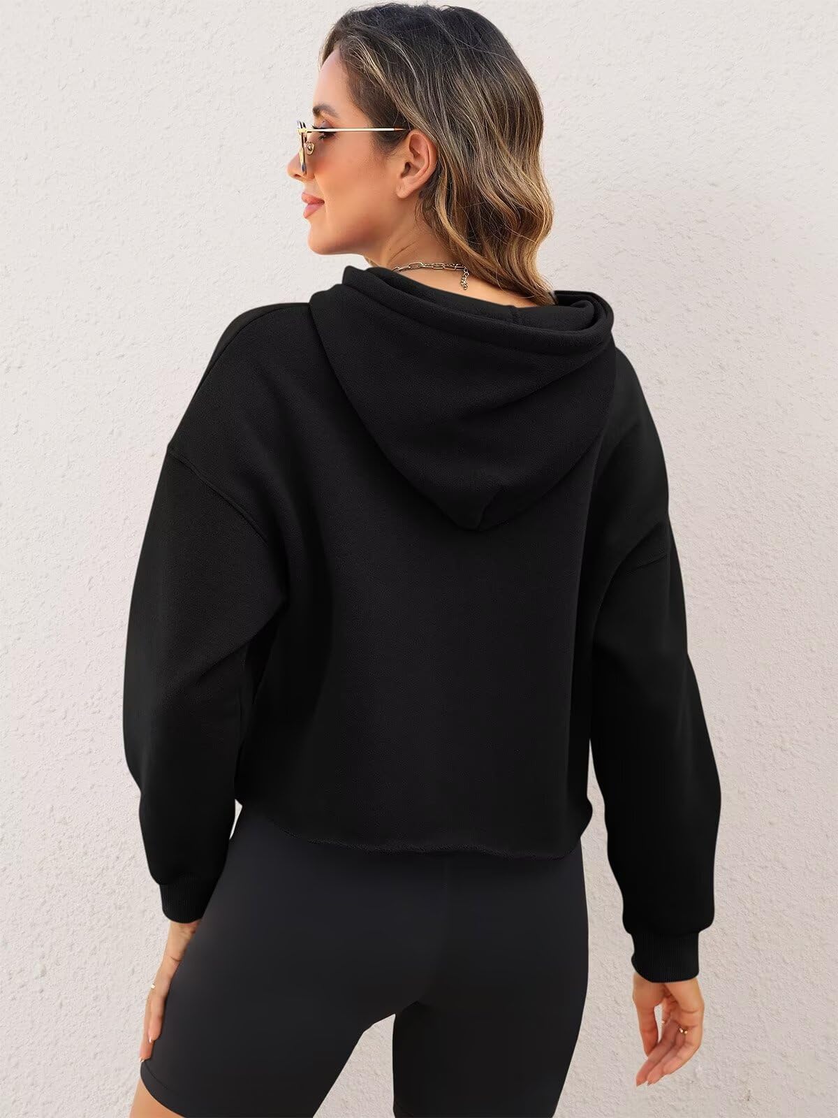 ORANDESIGNE Woman Graphic Print Cropped Hoodie Long Sleeve Fleece Pullover | 60% Cotton,Soft Fleece Fabric,Durable Letter Graphic Print,Drop Shoulder,Loose Fit,Easy Care,Going Out,Fall&Winter Casual
