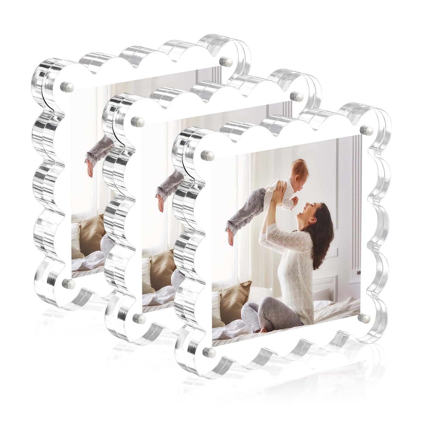 Chivalral 3 Pack 4x6 Acrylic Picture Frame, Double-Sided Tabletop Display