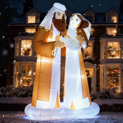 TRMESIA 8 Feet Jesus Birth Decoration Indoor Outdoor Inflatable Nativity Scene with LED Lights, Christmas Garden Lawn Decoration, Blow up Xmas Decor, Holiday Celebrations and Parties