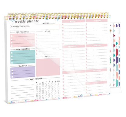 Thboxes Weekly Desk Planner, 8.5x11 In To Do List Notepad, 52 Sheets, Pink | Productivity Organizer, Work from Home Essentials, Undated Tear Off Pages, Office, College, School, Student and Teacher Gifts