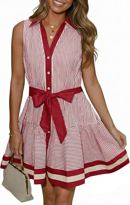 Wenrine Womens Summer Button Down Shirt Dress