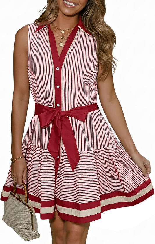 Wenrine Womens Summer Button Down Shirt Dress