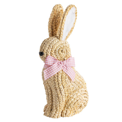 Mud Pie Easter Blue Bow Woven Bunny Sitter