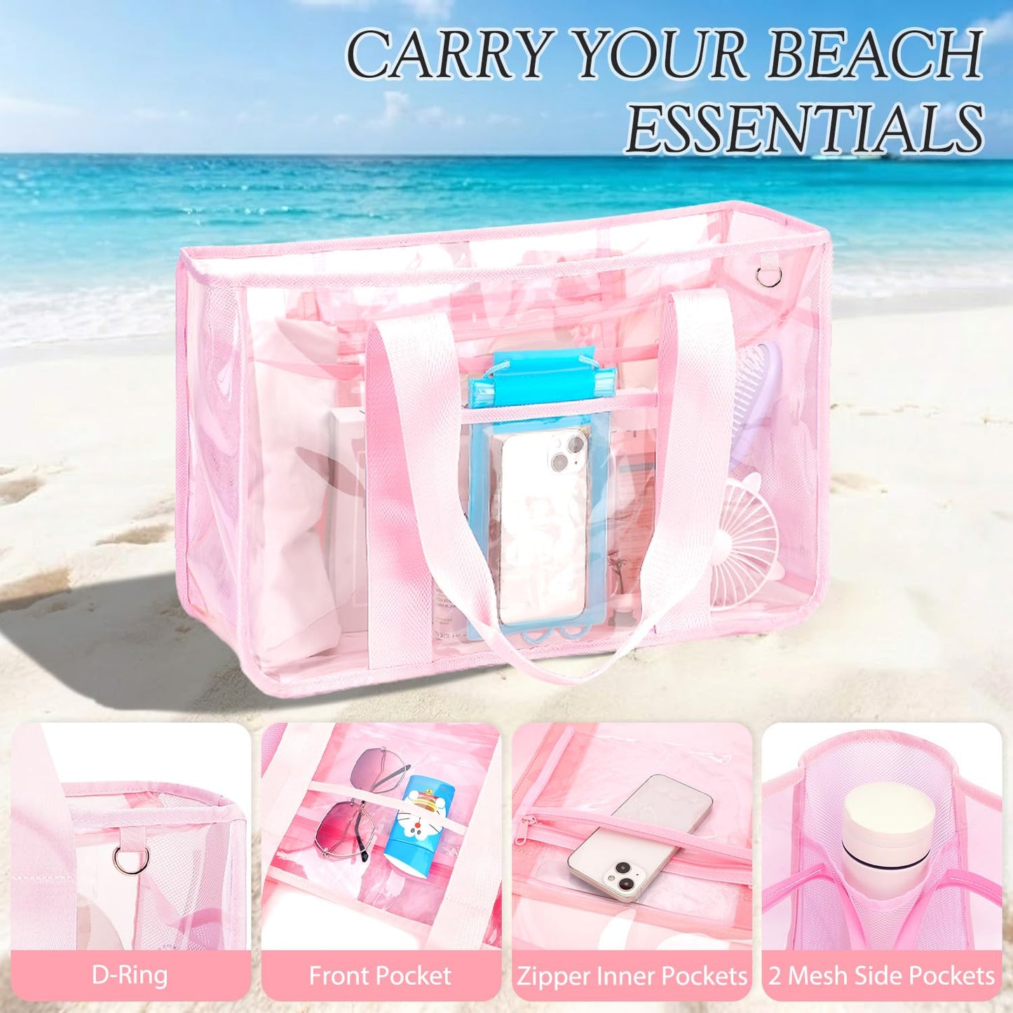 Fammart Iridescent Clear Beach Bags (Waterproof)