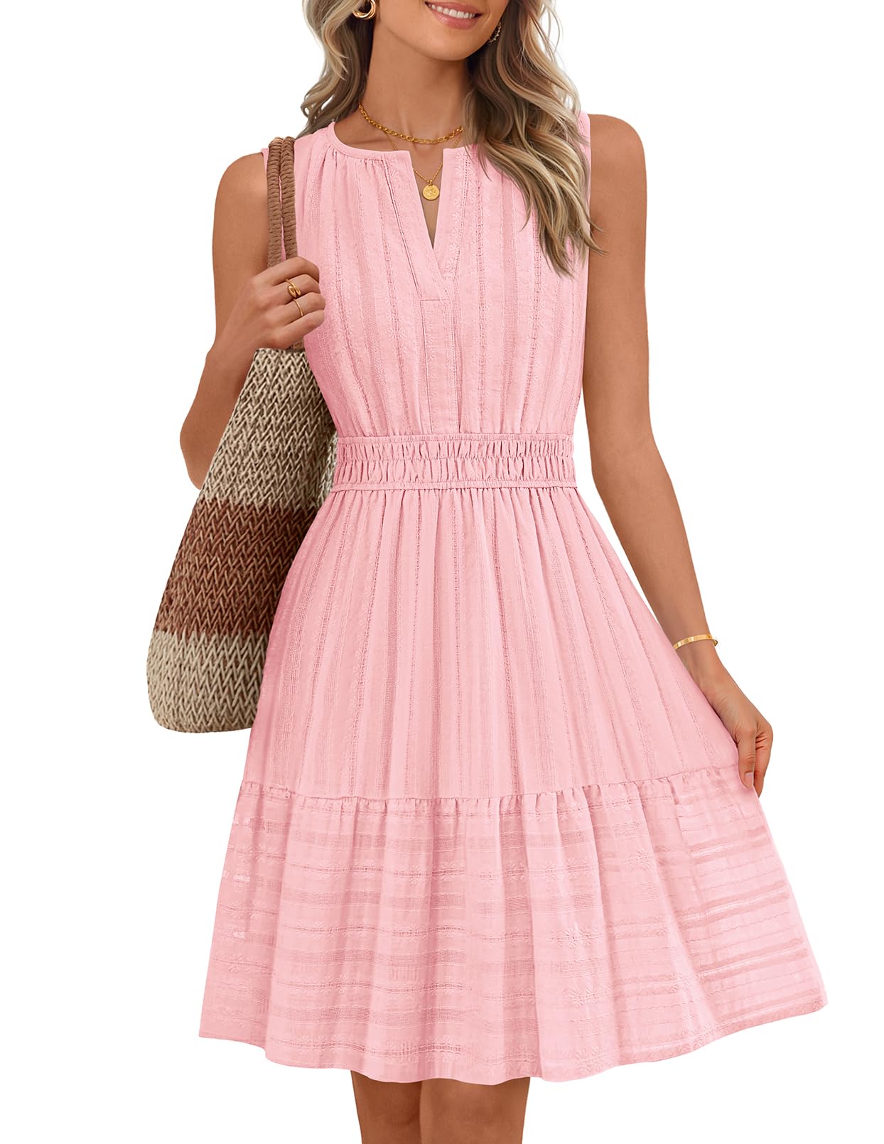 MEROKEETY Womens Summer Casual Beach Vacation Sleeveless Mini Sundress