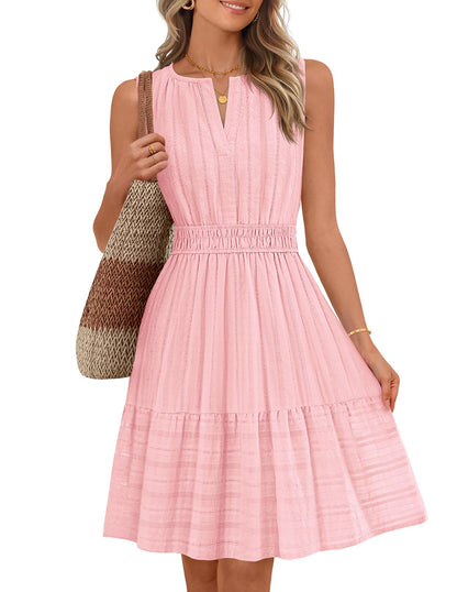 MEROKEETY Womens Summer Casual Beach Vacation Sleeveless Mini Sundress