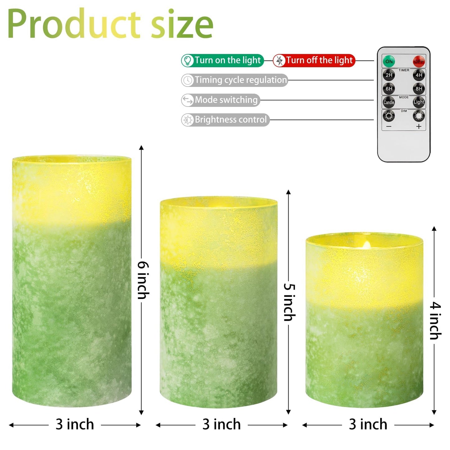 ANGELLOONG Gold Candles for Bathroom Decor, Glass Flameless Candles with Remote, Battery Operated LED Pillar Fake Candles with Timer for Christmas Home Fireplace Mantle Fall Decor