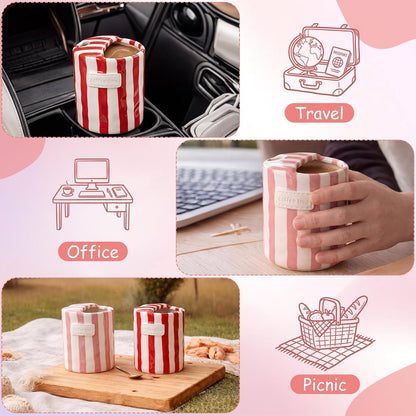 2 Pack Ceramic Mug with Sip Hole,