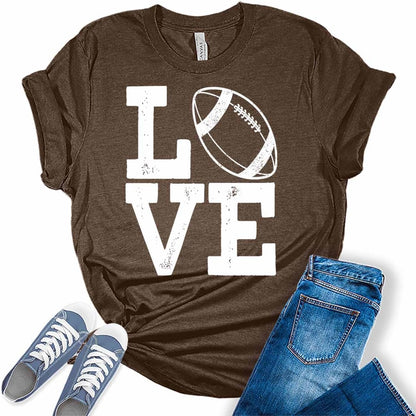Football Shirts for Women Touchdown Season Tshirt Cute Leopard Bleach Print Fall Graphic Tees