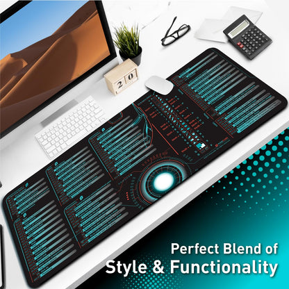 Pixiecube Excel Cheat Sheet Desk Pad | Excel Shortcut Keys Mouse Pad | Extended Large XL Gaming Mousepad | PC Office Spreadsheet Keyboard Mat | Non-Slip Stitched Edge