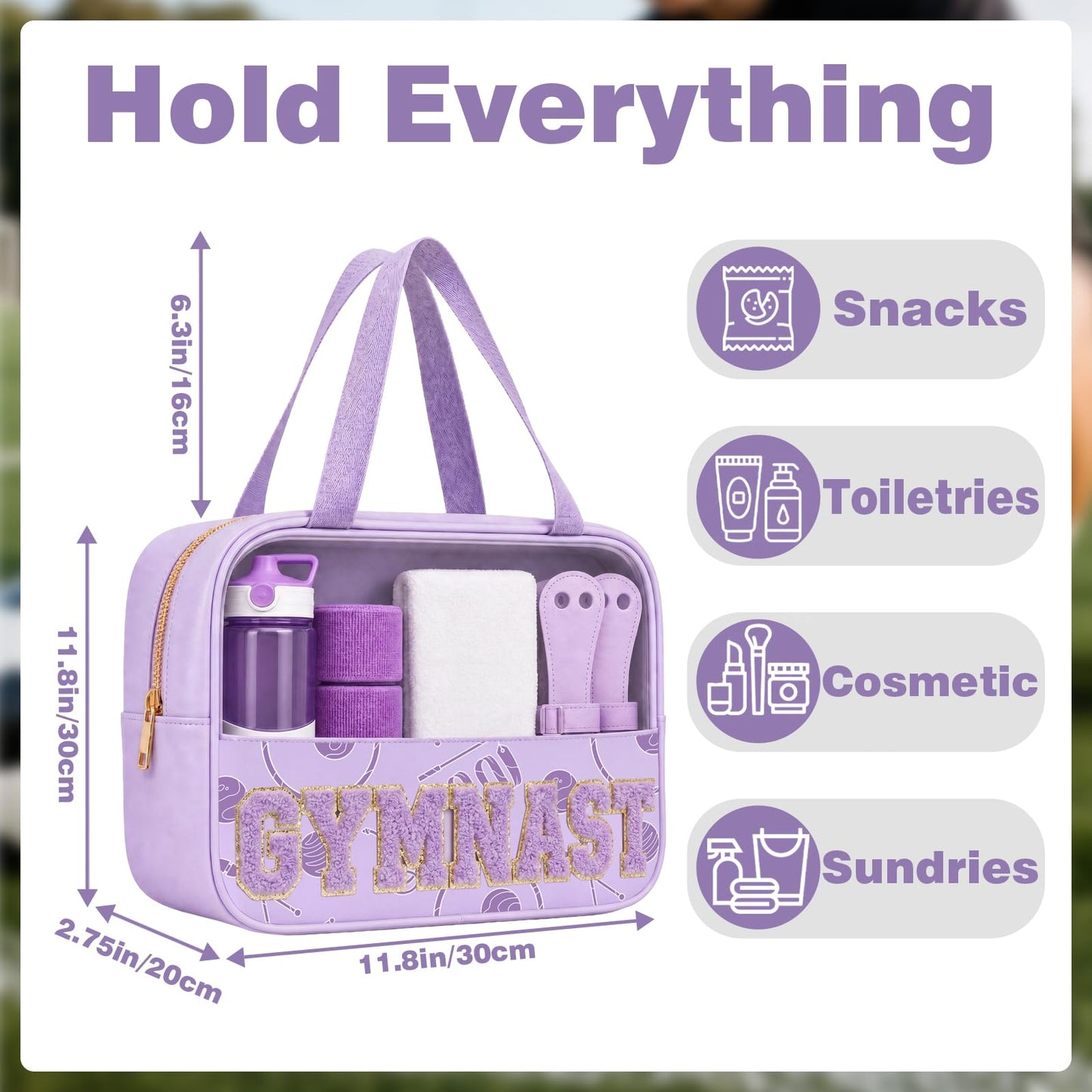 Baseball Mom Essentials Baseball Team Gifts Makeup Cosmetic Bag Clear Chenille Letter Zipper Pouch Stuff Sport Portable Travel Case