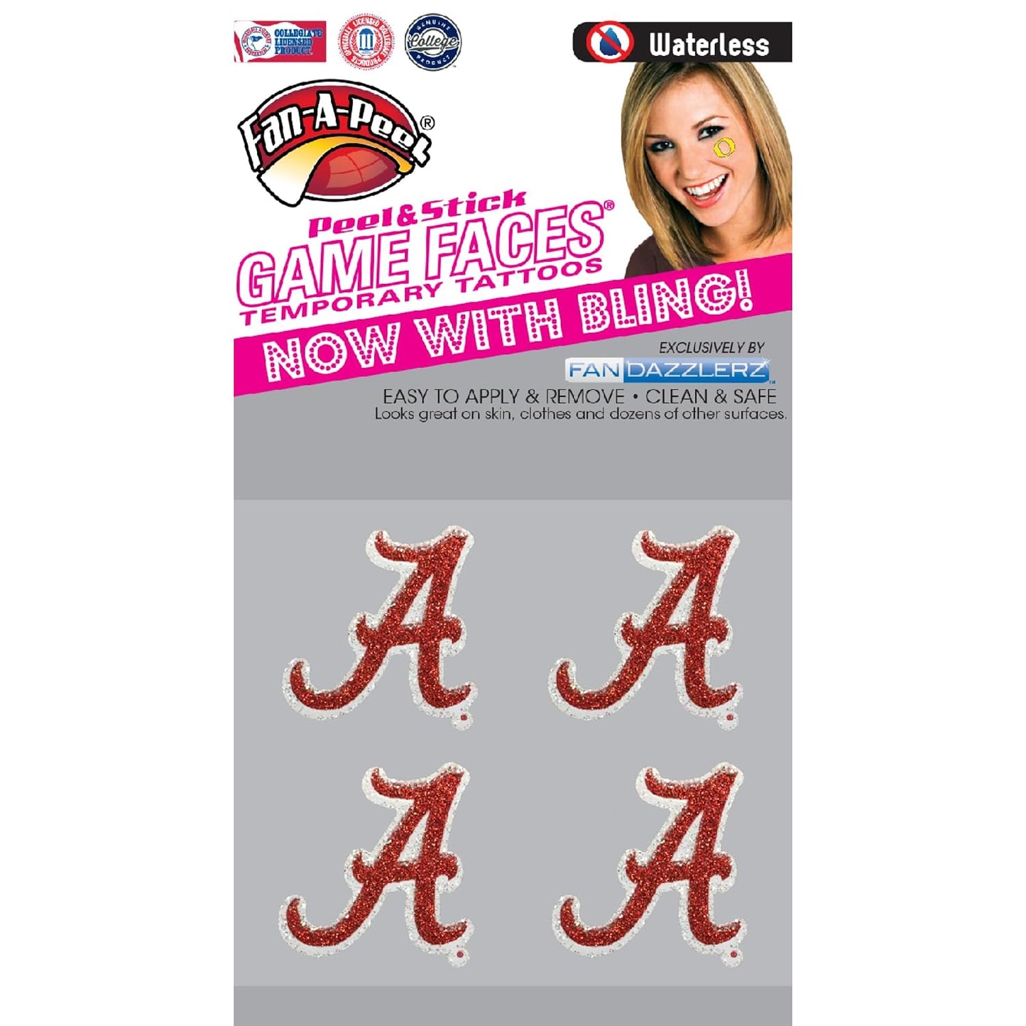 Alabama Waterless Temporary Tattoos - Hypoallergenic Peel and Stick Waterproof Temporary Tattoos - Officially Licensed