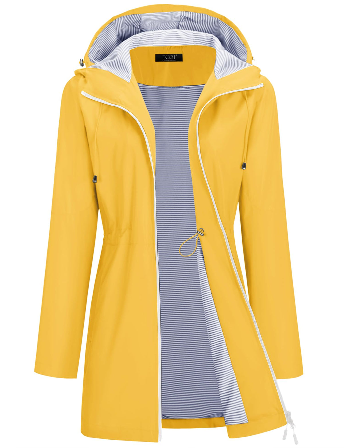 TCOT Rain Jacket Women Lined Raincoats Waterproof Hooded Long Trench Coat