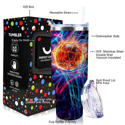 Baseball Mom 40 oz Tumbler with Handle and Straw Lid Leak Proof