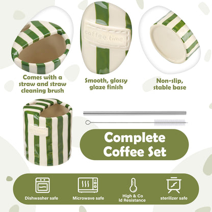 2 Pack Ceramic Mug with Sip Hole,