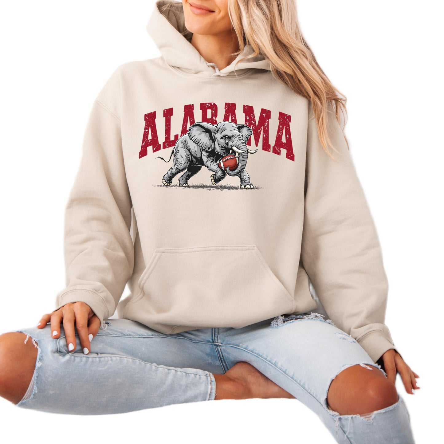 Alabama Elephant Football Sweatshirt – Vintage Sport Grey Crewneck Pullover – Retro Game Day Apparel for Men & Women