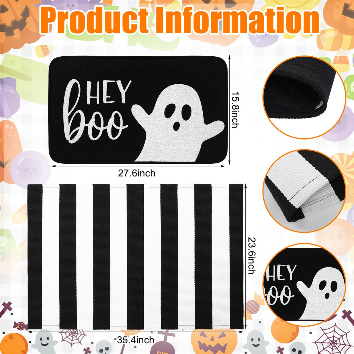 Tinideya 2 Pcs Halloween Door Mats Outdoor Layered Ghost Front Door Mat