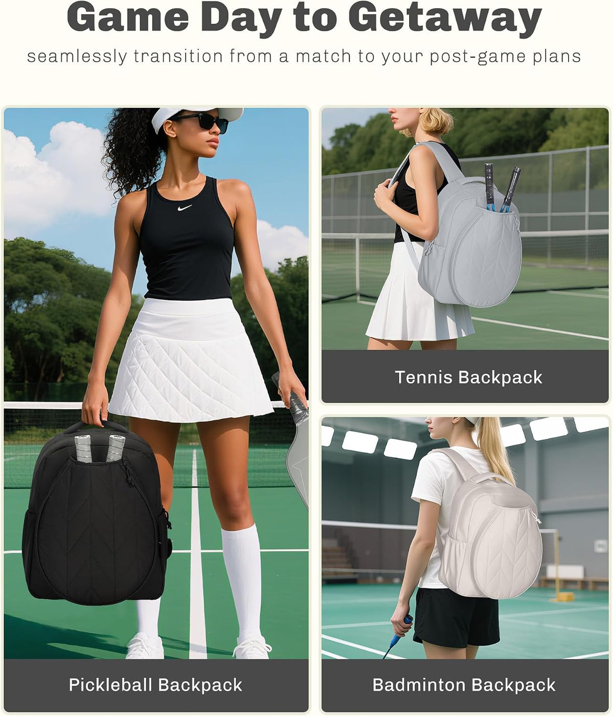 Hynes Eagle Pickleball Bags for Women Tennis Gym Bag Holds 2 Rackets