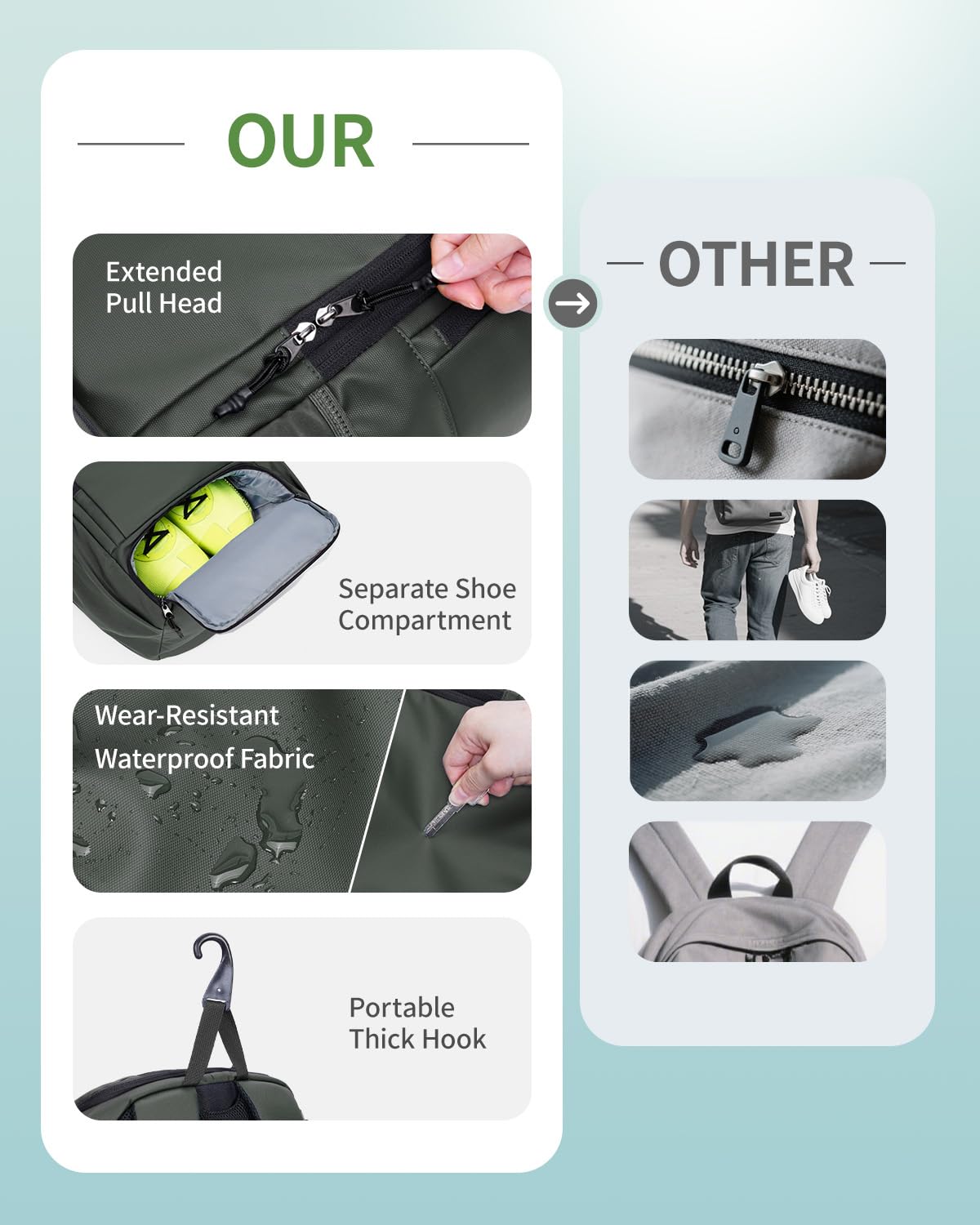 sportsnew Waterproof Pickleball Bag Men Women W/Shoe Compartment Fence Hook