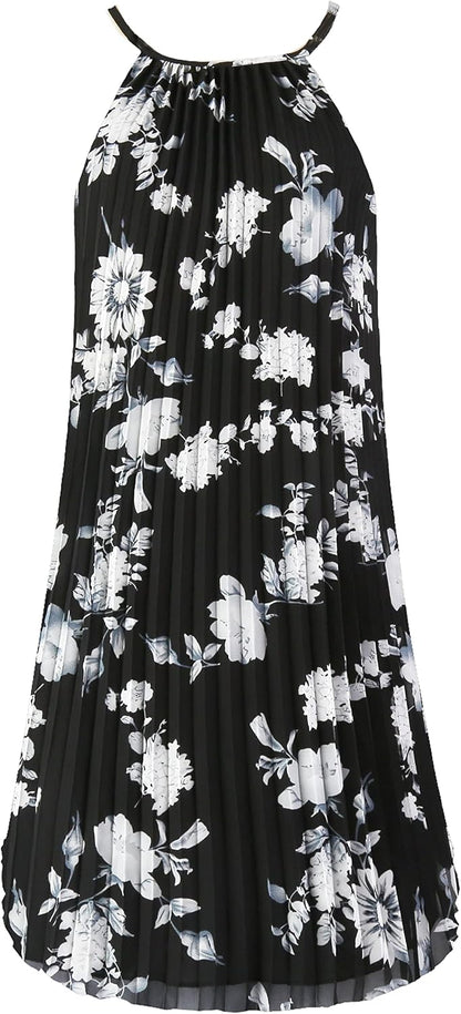 Ellames 2026 Summer Pleated Casual Swing Dress with Belt
