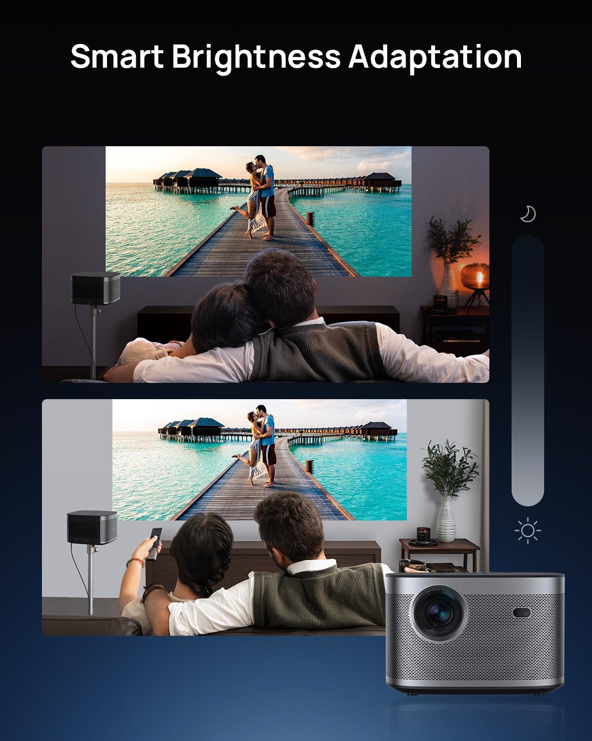 XGIMI Elfin Flip Plus Portable Projector, Google TV with Licensed Netflix, 500 ISO Lumens, 1080P Resolution Home Projector, Build-in Adjustable Stand, Lightweight and Compact Design, Screen Adaption