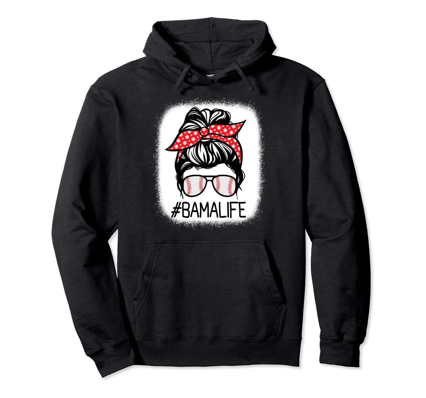 Bama Bleached Messy Bun Baseball Hoodie - Minimalist Print Unisex
