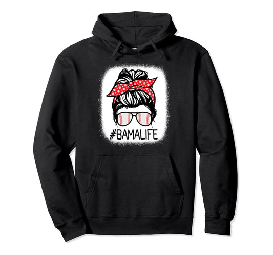Bama Bleached Messy Bun Baseball Hoodie - Minimalist Print Unisex