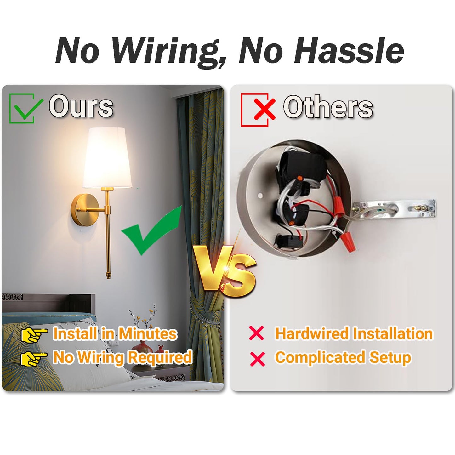 YHCDLAMP Battery Operated Wall Sconce Light with Remote Control, Dimmable Wall Sconce Set of 2 with White Fabric Shade, Wireless Battery Operated Wall Lamp for Bedroom Living Room, Bulb Included