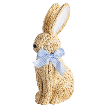Mud Pie Easter Blue Bow Woven Bunny Sitter
