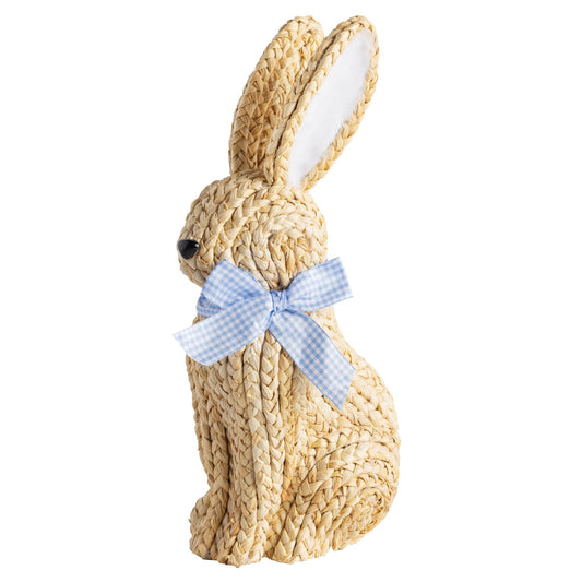 Mud Pie Easter Blue Bow Woven Bunny Sitter