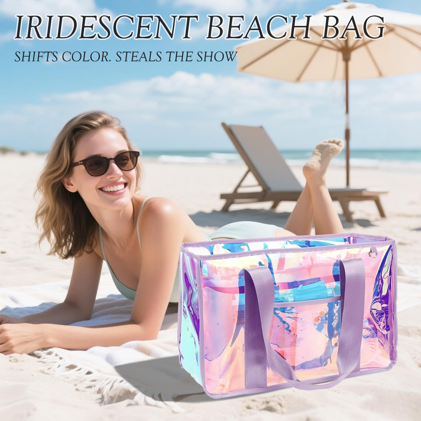Fammart Iridescent Clear Beach Bags (Waterproof)