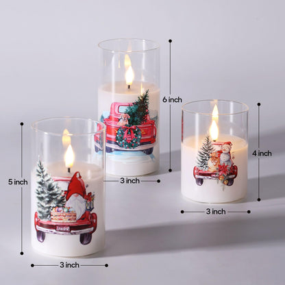 Eywamage Smoke Grey Glass Flameless Pillar Candles with Remote, Flickering LED Battery Candles Table Decor Set of 3