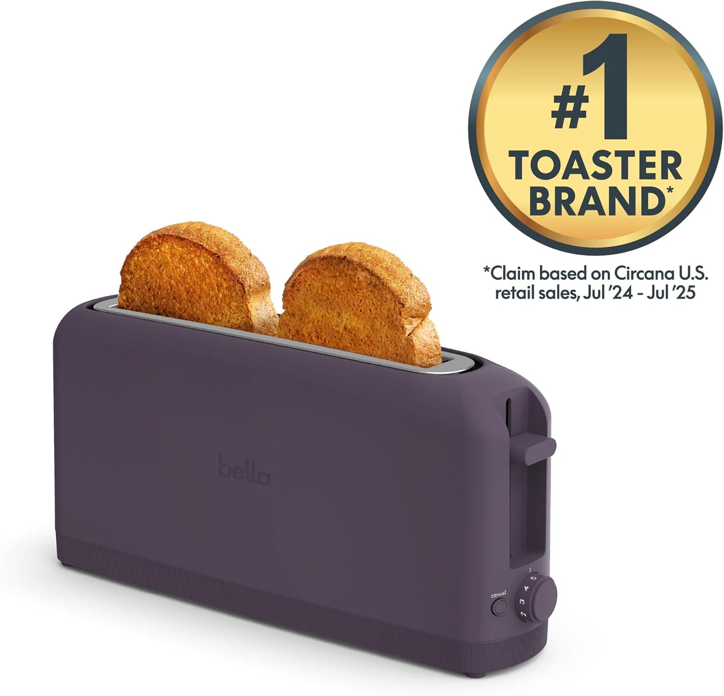 bella 2 Slice Slim Toaster, Fits-anywhere™ Kitchenware, 6 Setting Shade Control with Reheat & Cancel Buttons, Fits sourdough, 10” Long Slot, Anti Jam & Auto Shutoff, 900 Watt, Blossom