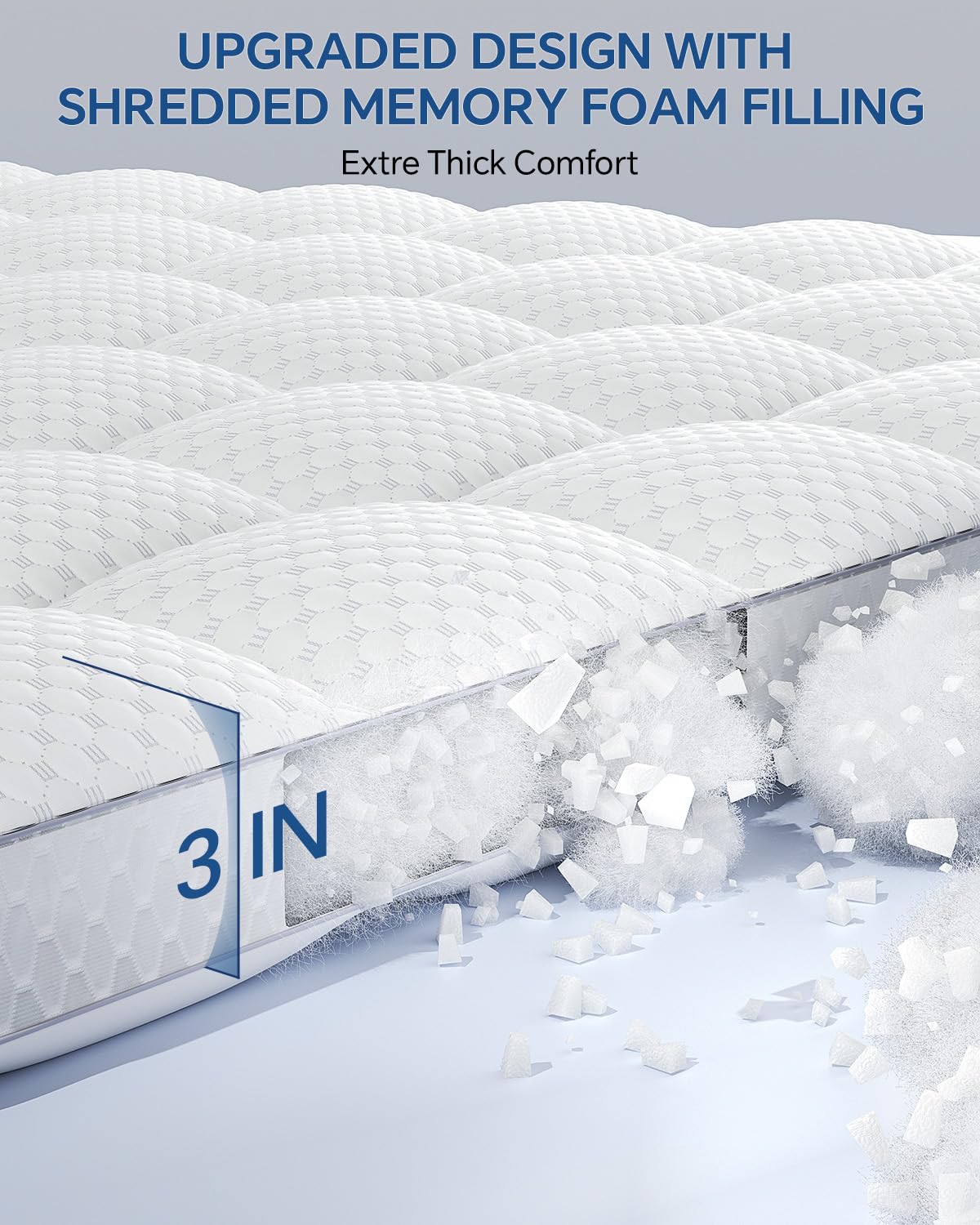 BEDELITE Dorm Room Essentials, Dual Layer 4 Inch Twin XL Memory Foam Mattress Topper for College Students Back to School, 2 Inch Pillow Top Mattress Pad and 2 Inch Cooling Gel Foam for Pressure Relief