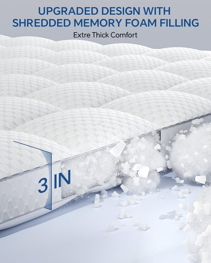BEDELITE Dorm Room Essentials, Dual Layer 4 Inch Twin XL Memory Foam Mattress Topper for College Students Back to School, 2 Inch Pillow Top Mattress Pad and 2 Inch Cooling Gel Foam for Pressure Relief