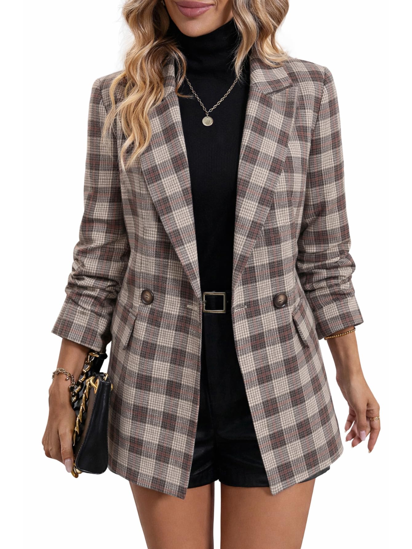 2026 Women's Fall Plaid Blazer Jacket