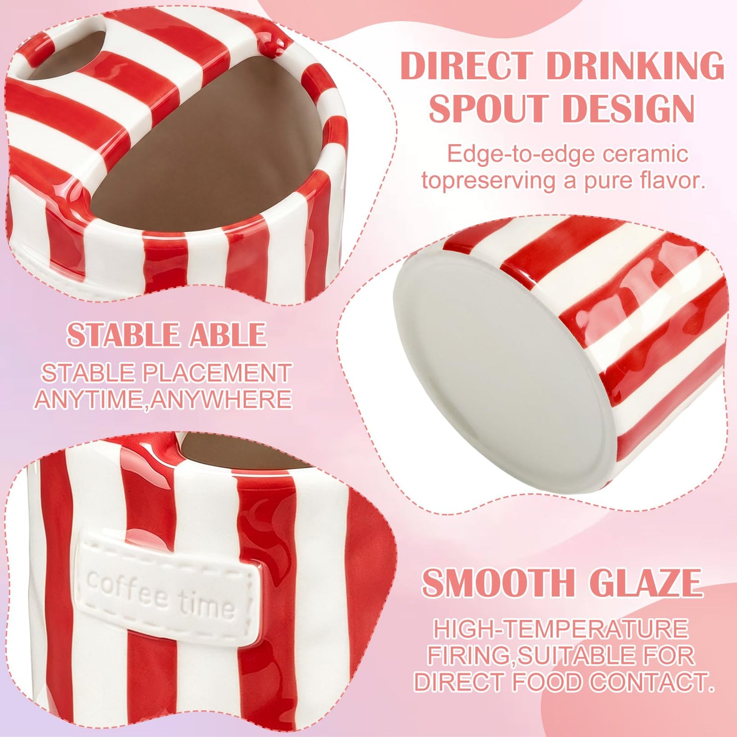 2 Pack Ceramic Mug with Sip Hole,